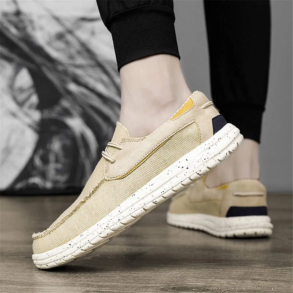 GOSPT Men's Canvas Boat Shoes Lace Loafers Comfortable Flat Outdoor Sneakers
