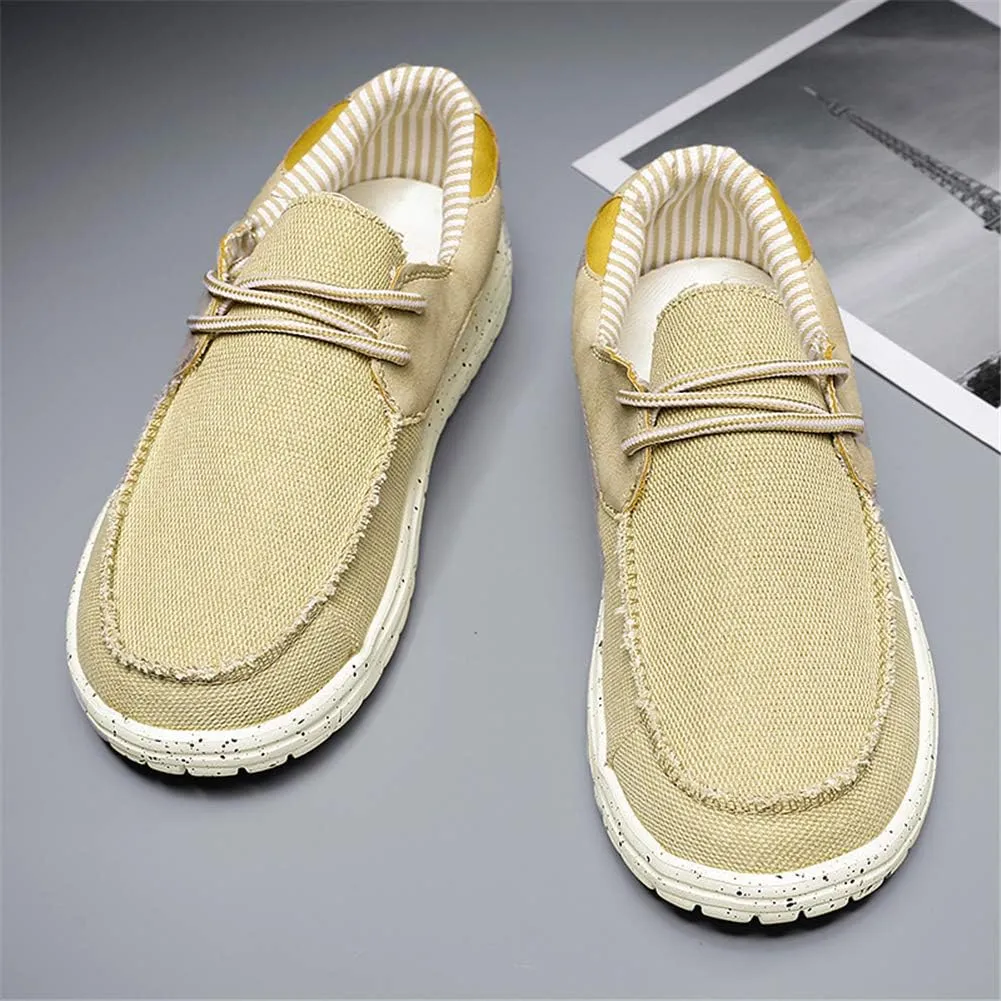 GOSPT Men's Canvas Boat Shoes Lace Loafers Comfortable Flat Outdoor Sneakers