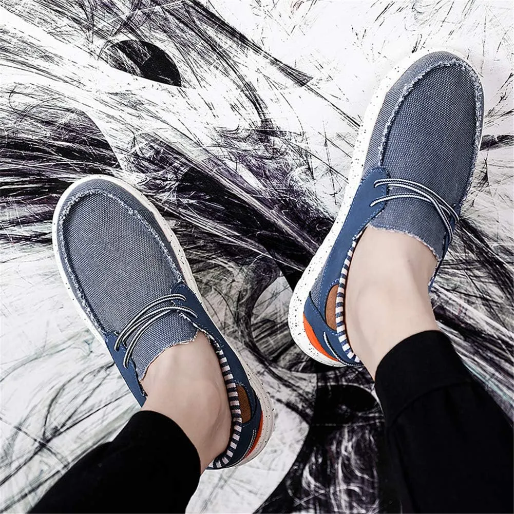 GOSPT Men's Canvas Boat Shoes Lace Loafers Comfortable Flat Outdoor Sneakers