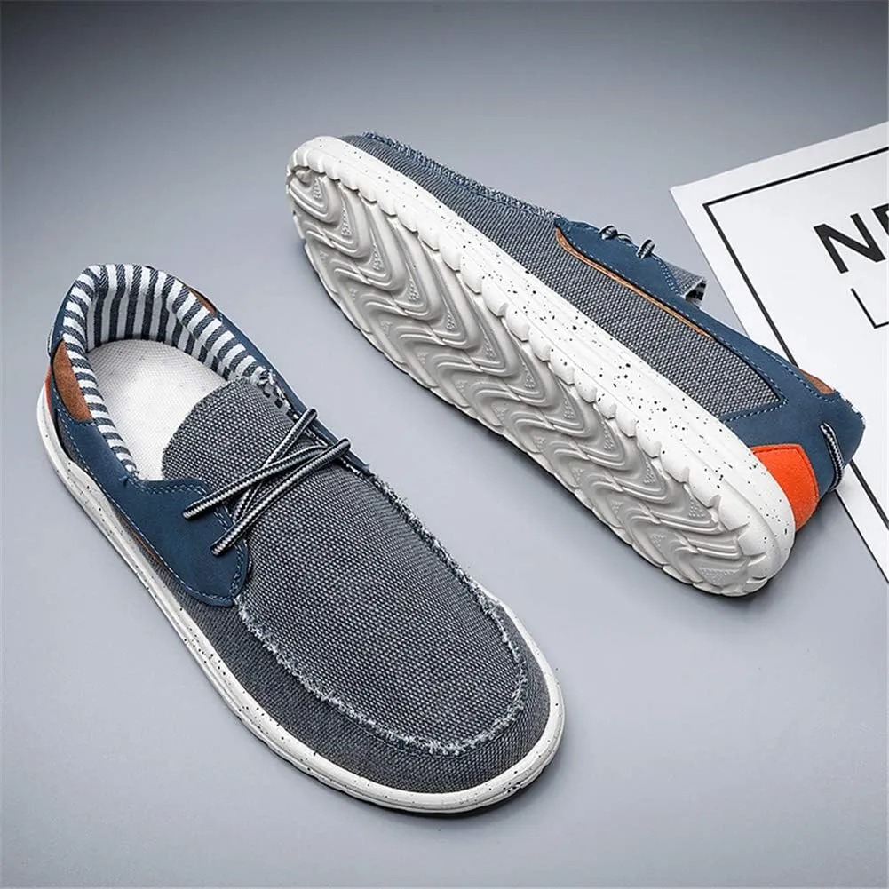 GOSPT Men's Canvas Boat Shoes Lace Loafers Comfortable Flat Outdoor Sneakers