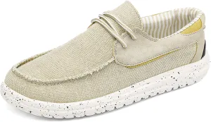 GOSPT Men's Canvas Boat Shoes Lace Loafers Comfortable Flat Outdoor Sneakers