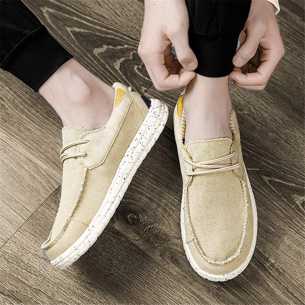GOSPT Men's Canvas Boat Shoes Lace Loafers Comfortable Flat Outdoor Sneakers