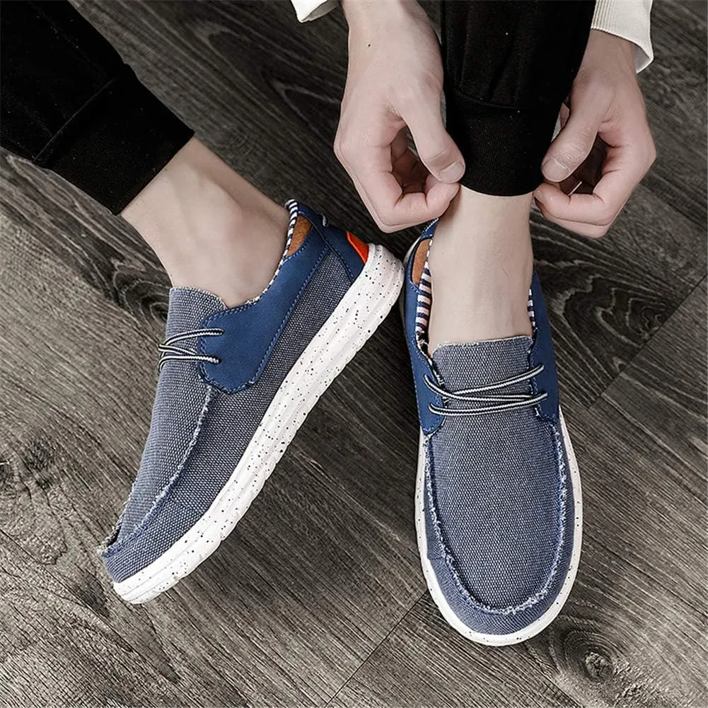 GOSPT Men's Canvas Boat Shoes Lace Loafers Comfortable Flat Outdoor Sneakers