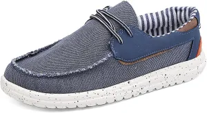 GOSPT Men's Canvas Boat Shoes Lace Loafers Comfortable Flat Outdoor Sneakers