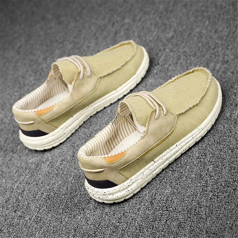 GOSPT Men's Canvas Boat Shoes Lace Loafers Comfortable Flat Outdoor Sneakers