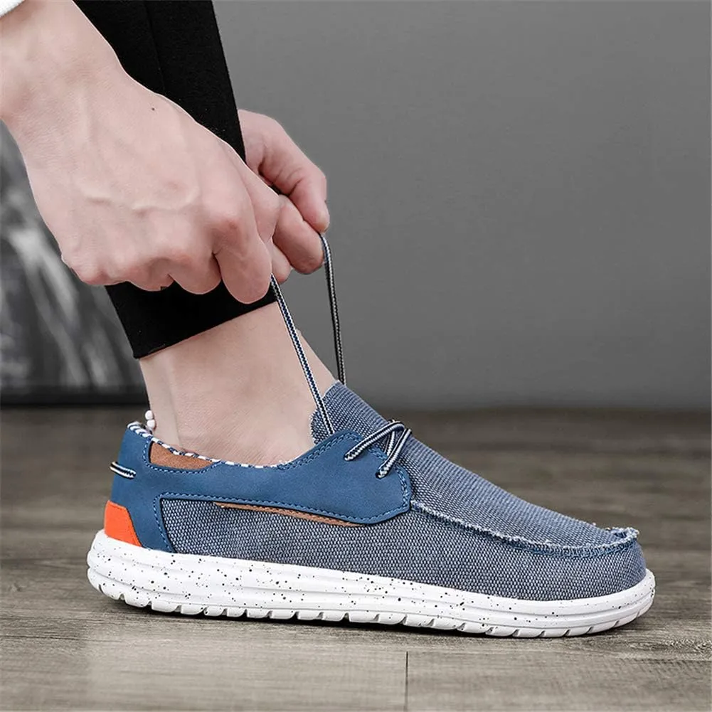 GOSPT Men's Canvas Boat Shoes Lace Loafers Comfortable Flat Outdoor Sneakers