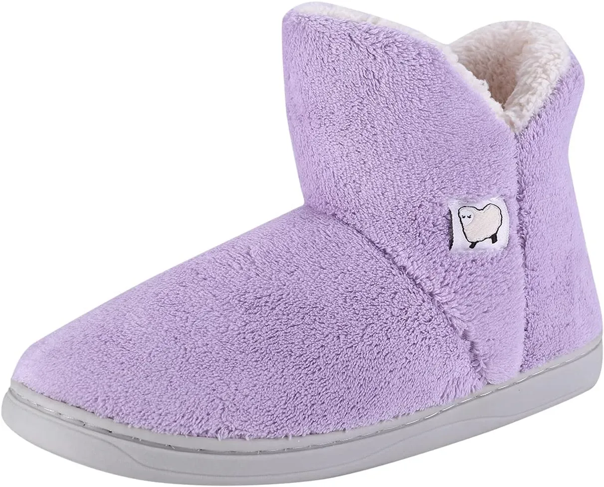 Ibluelover Women Men Bootie Slippers Winter Warm Anti Slip Xmas Indoor Plush Boots Memory Foam Slippers Wool Footwear