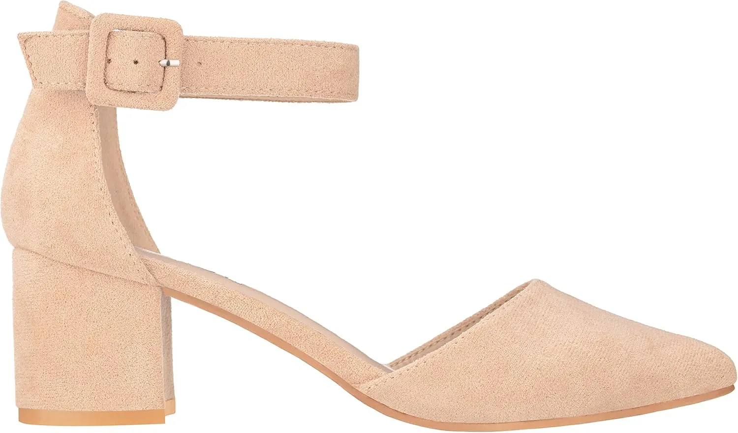 ILLUDE Women’s Heels Pointy Closed Toe Pump Ankle Strap Chunky Low Block Heels
