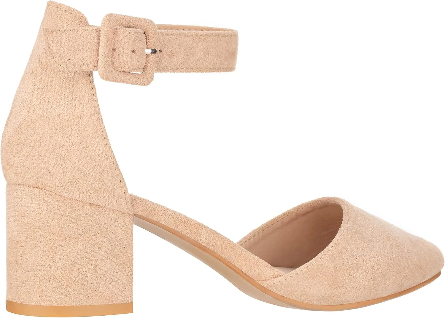 ILLUDE Women’s Heels Pointy Closed Toe Pump Ankle Strap Chunky Low Block Heels