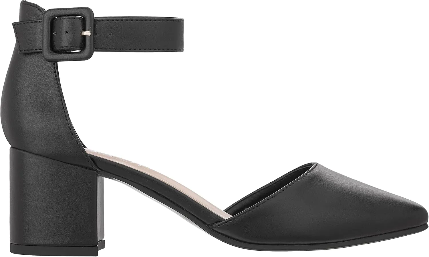 ILLUDE Womens Heels Pointy Closed Toe Pump Ankle Strap Chunky Low Block Heels