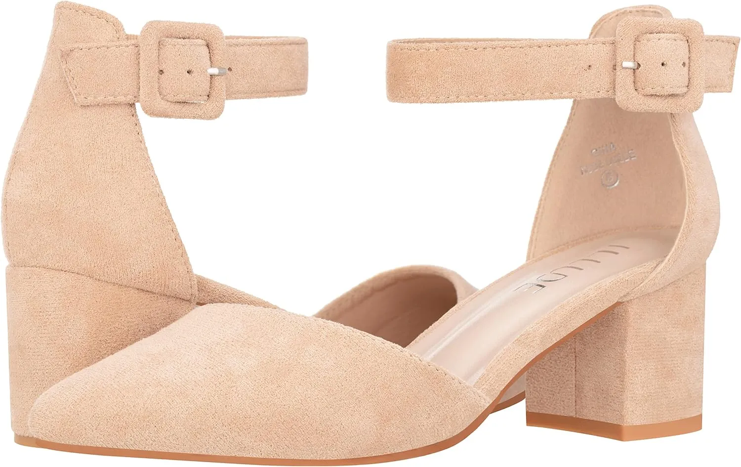 ILLUDE Women’s Heels Pointy Closed Toe Pump Ankle Strap Chunky Low Block Heels