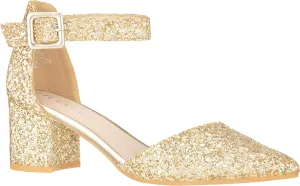 ILLUDE Women’s Heels Pointy Closed Toe Pump Ankle Strap Chunky Low Block Heels