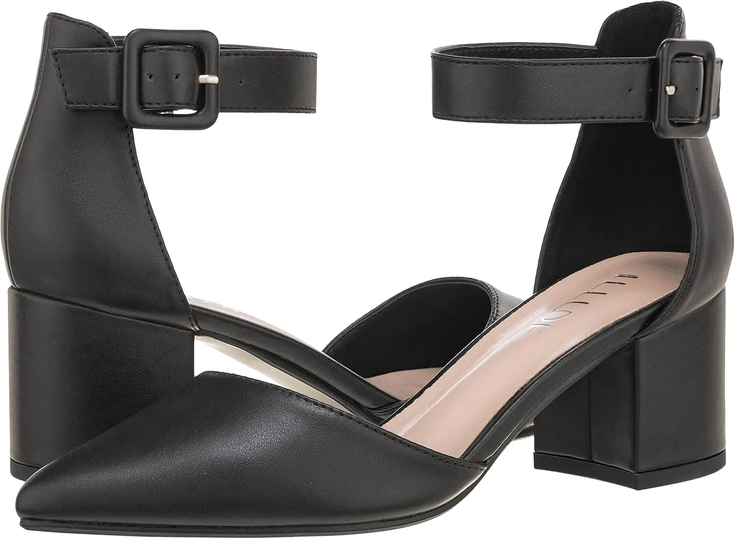 ILLUDE Womens Heels Pointy Closed Toe Pump Ankle Strap Chunky Low Block Heels