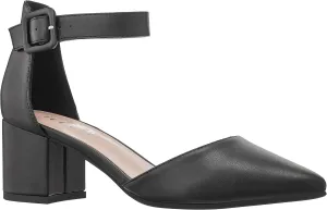 ILLUDE Womens Heels Pointy Closed Toe Pump Ankle Strap Chunky Low Block Heels