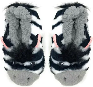 Kids Funny Animal Slippers, Novelty Fluffy Sherpa Indoor House Shoes for Girls & Boys, Size 1-4