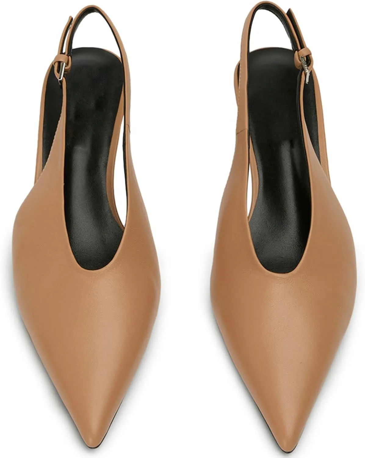 KysBloes Kitten Heel Slingbacks for Women Low Heel Pointed Toe Pumps with Buckle Dress Shoes Comfortable Pumps