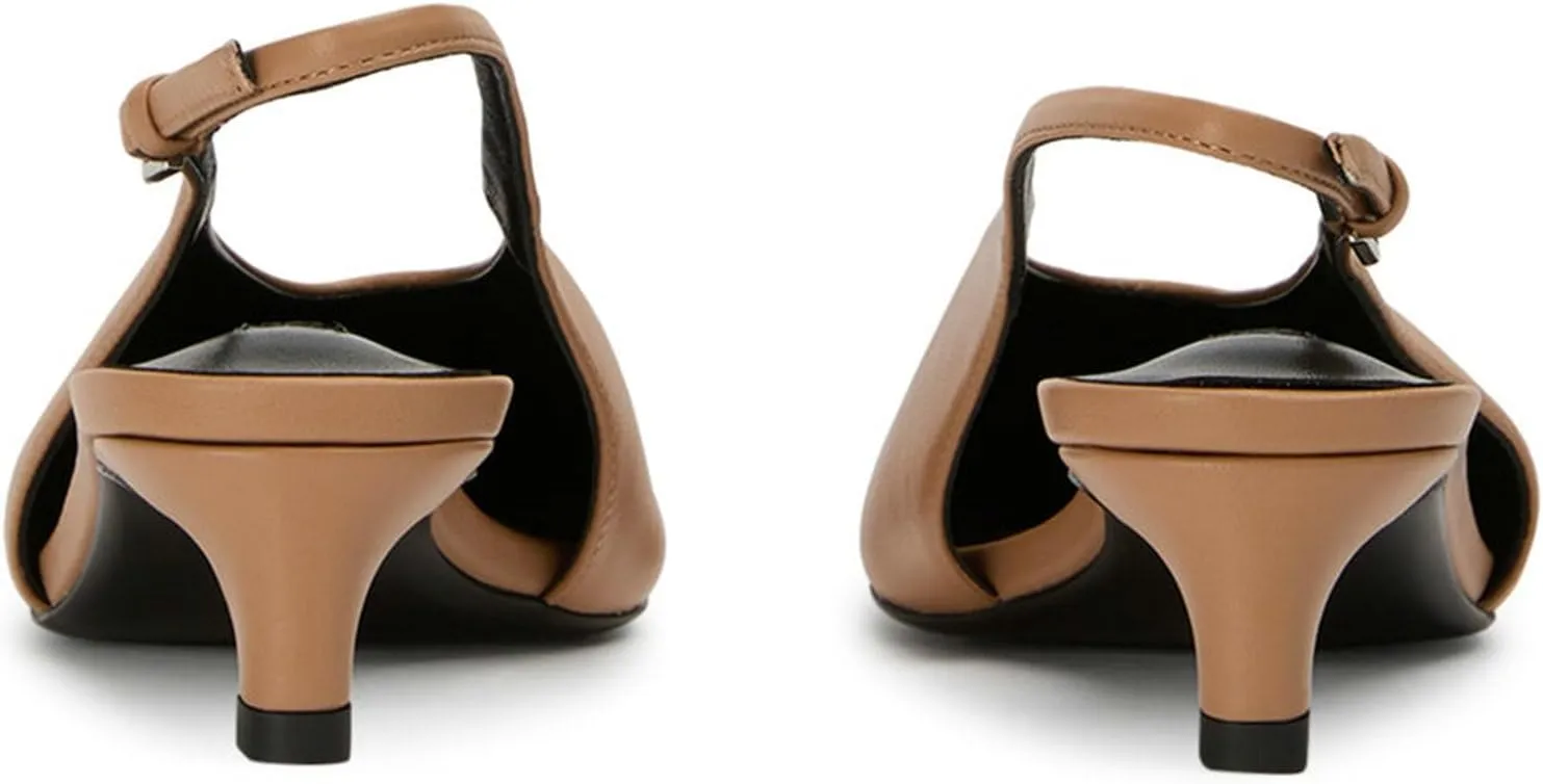 KysBloes Kitten Heel Slingbacks for Women Low Heel Pointed Toe Pumps with Buckle Dress Shoes Comfortable Pumps