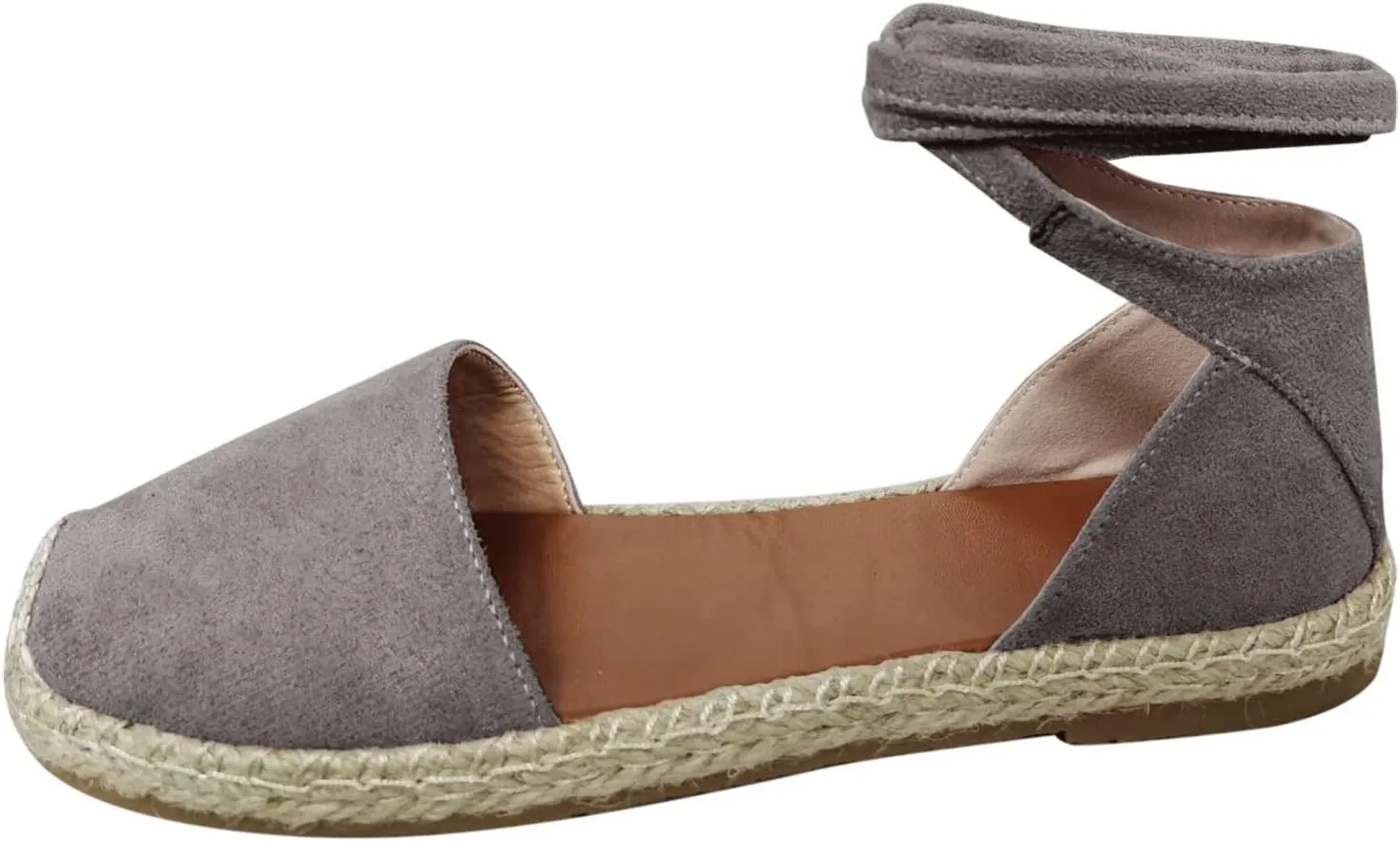 Ladies Flat Sandals Linen Vintage Cover Heel Falt Espadrille Straw Solid Closed toe Covered toe Beach Sandals
