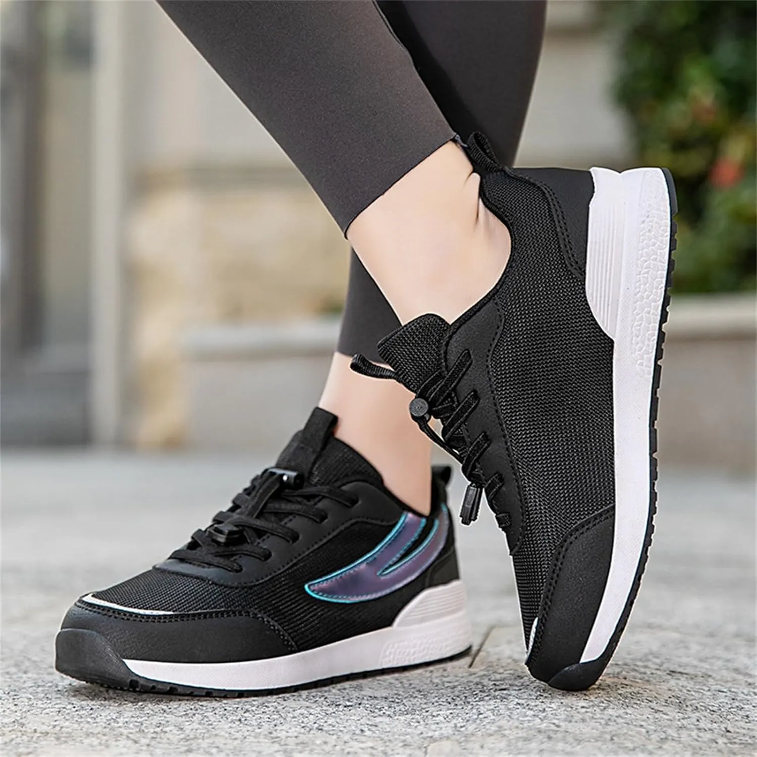 Ladies Mesh Breathable Non Slip Casual Walking Shoes Comfortable Lighweight Sneakers for Jogging Flat Bottom Soft Sole Outdoor Sports Shoes for Women