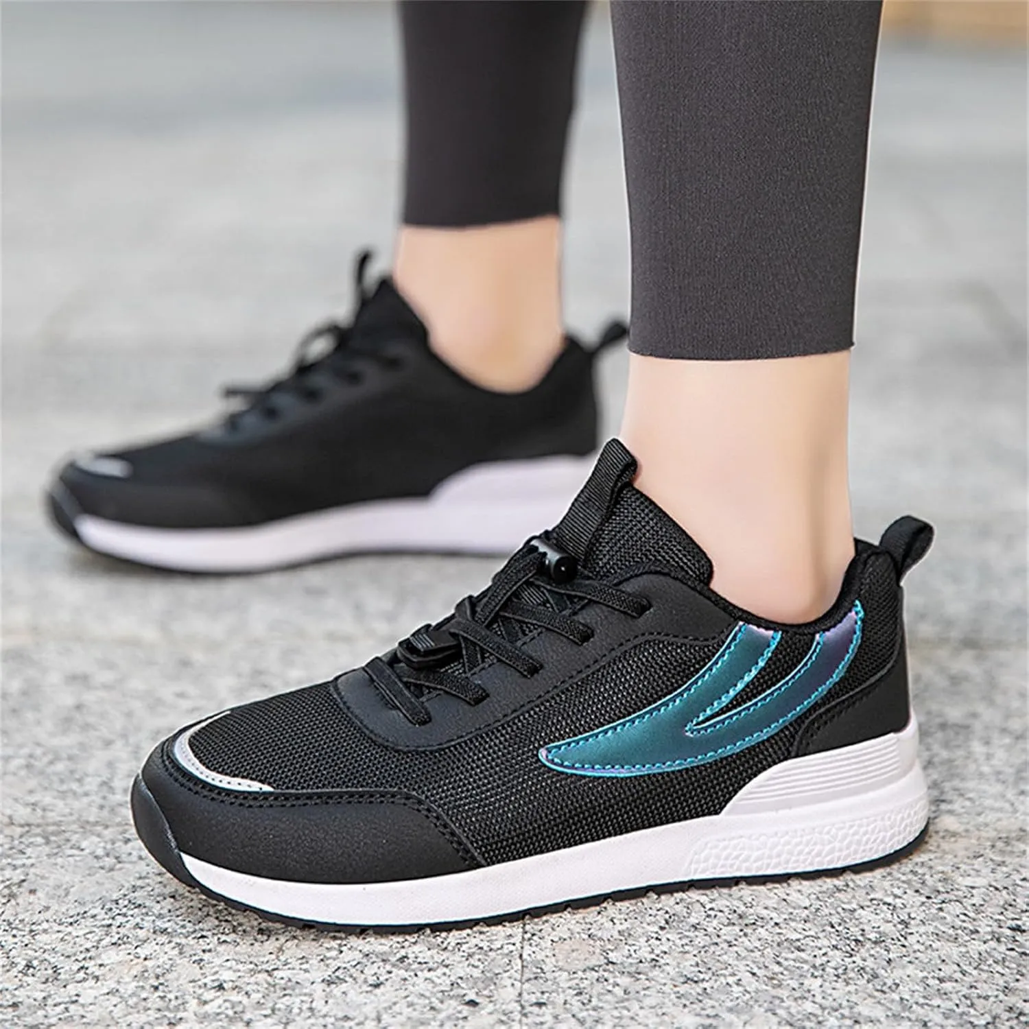 Ladies Mesh Breathable Non Slip Casual Walking Shoes Comfortable Lighweight Sneakers for Jogging Flat Bottom Soft Sole Outdoor Sports Shoes for Women