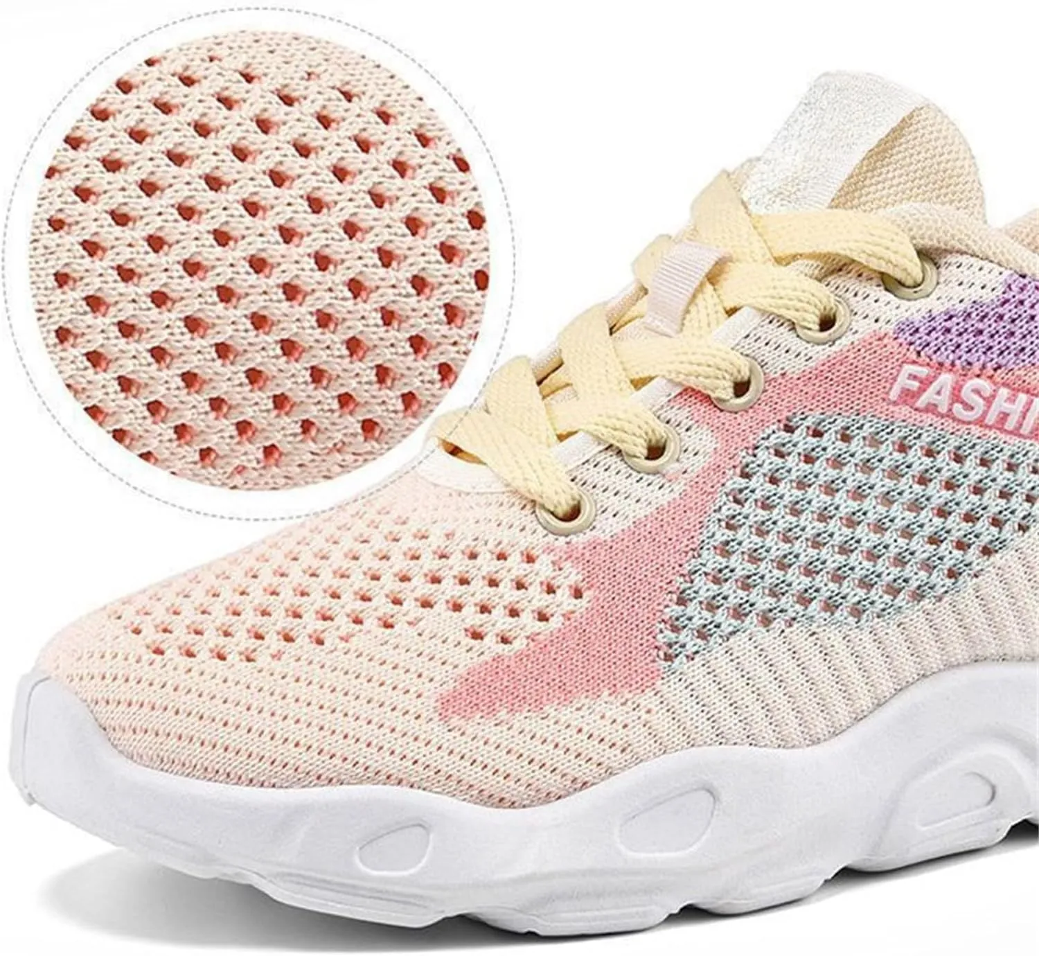 Ladies Orthopedic Sneakers Colorful Lace-up Casual Breathable Soft Walking Running Shoes Comfortable Tennis Shoes Non Slip Womens Sneakers with Arch Support