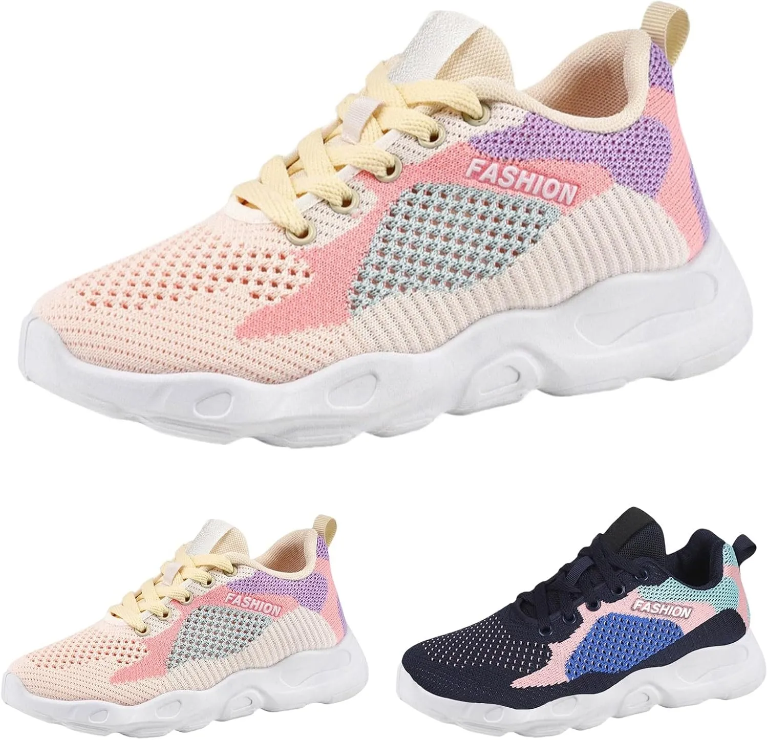 Ladies Orthopedic Sneakers Colorful Lace-up Casual Breathable Soft Walking Running Shoes Comfortable Tennis Shoes Non Slip Womens Sneakers with Arch Support