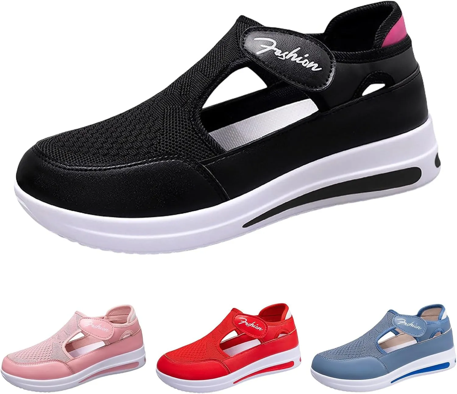 Ladies Platform Sneakers Slip on No Lace Breathable Cutout Walking Running Shoes Comfortable Tennis Shoes Non Slip Casual Womens Outdoor Sport Sneakers