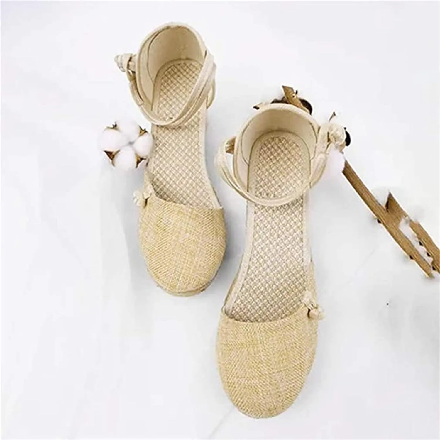 Ladmiple Closed Toe Espadrille Platform Wedge Sandals For Women Casual Flatform Dressy Summer Fashion Slip On Shoes