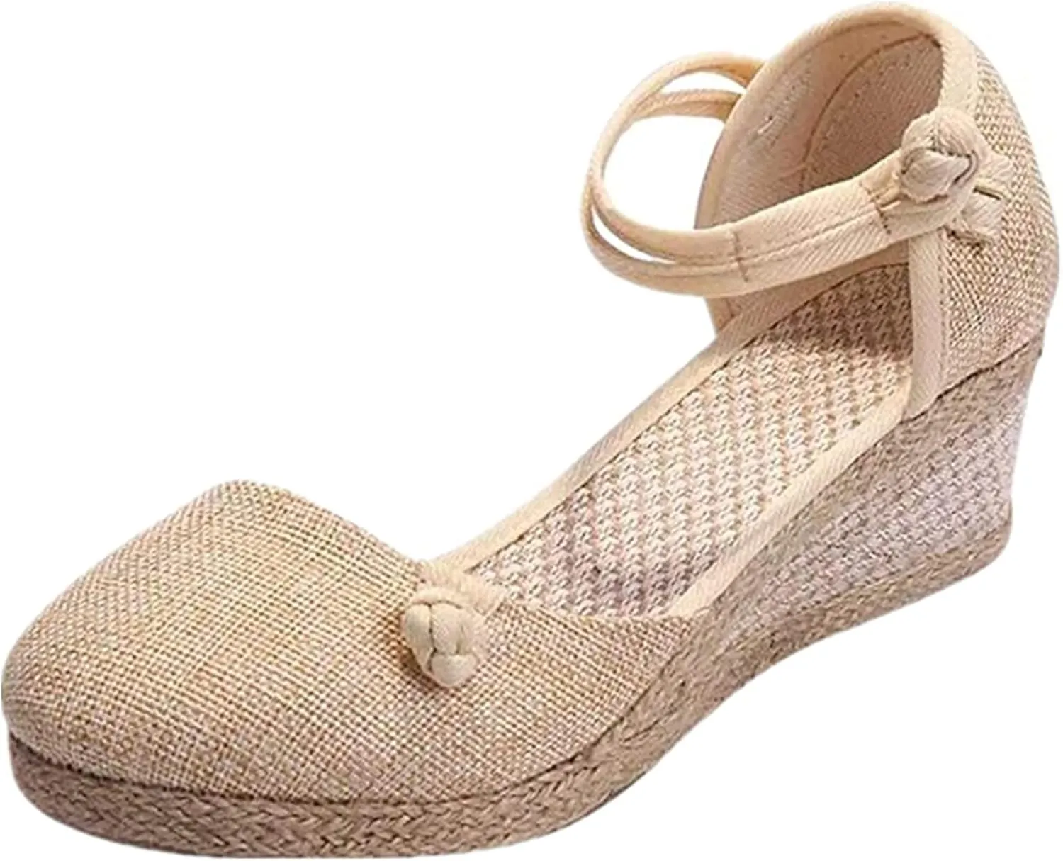 Ladmiple Closed Toe Espadrille Platform Wedge Sandals For Women Casual Flatform Dressy Summer Fashion Slip On Shoes