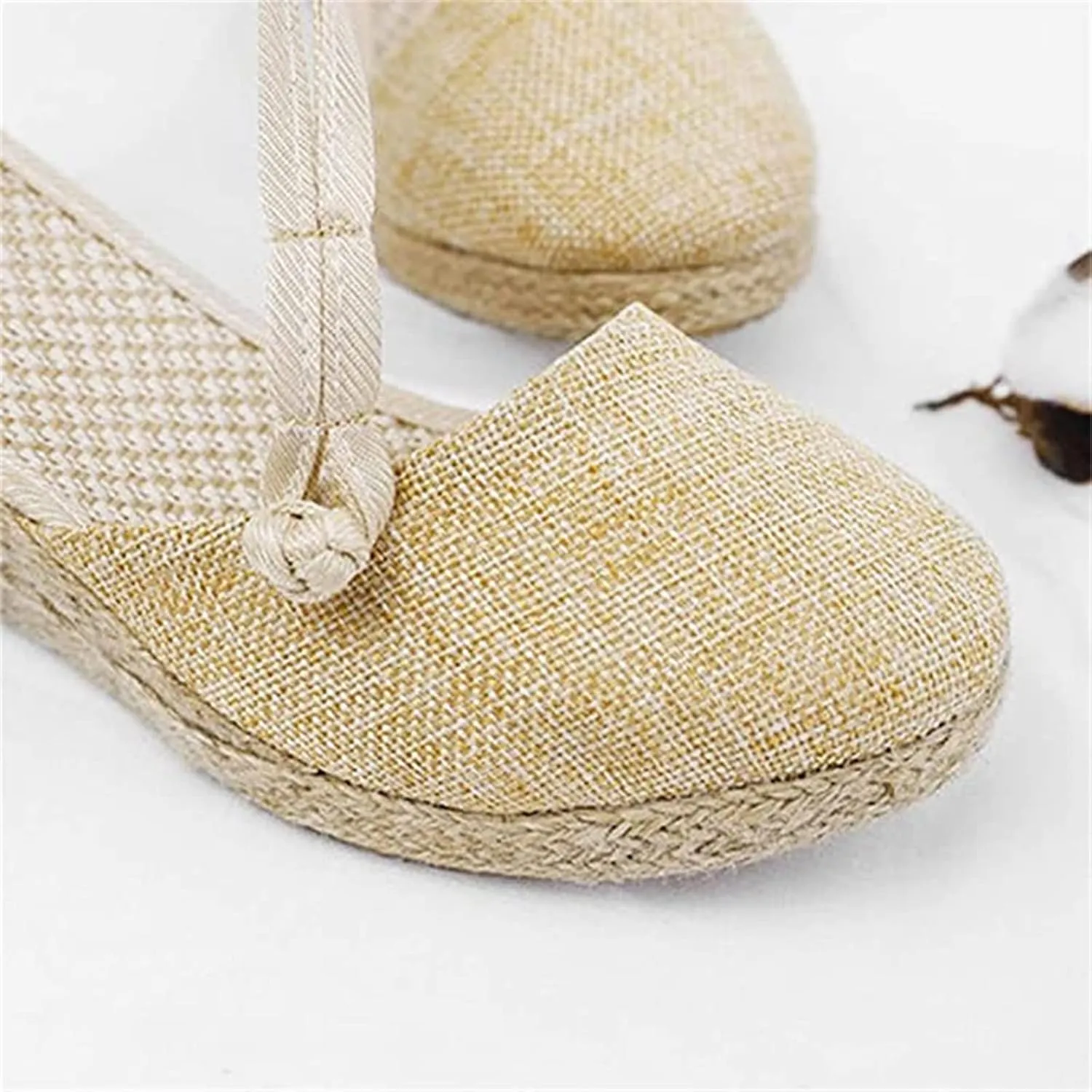 Ladmiple Closed Toe Espadrille Platform Wedge Sandals For Women Casual Flatform Dressy Summer Fashion Slip On Shoes
