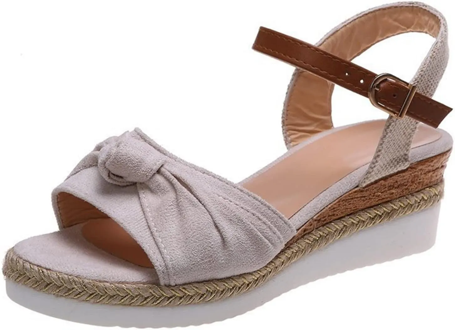 Ladmiple Platform Sandals Women Slip On Wedge Sandals Summer Dressy Open Toe Ankle Strap Casual Strappy Beach Dress Shoe