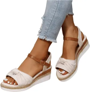 Ladmiple Platform Sandals Women Slip On Wedge Sandals Summer Dressy Open Toe Ankle Strap Casual Strappy Beach Dress Shoe