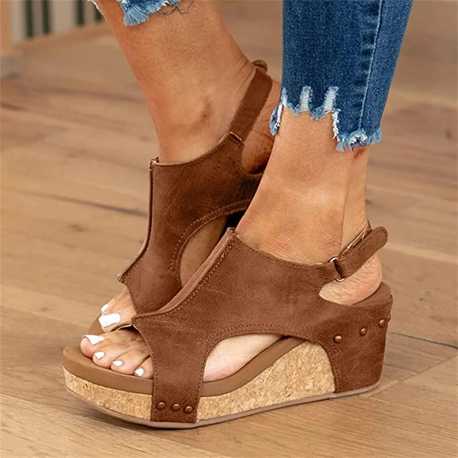 Ladmiple Sandals for Women Dressy Summer,Women's 2023 Espadrilles Wedge Platform Sandals Ankle Buckle Open Toe Sandals