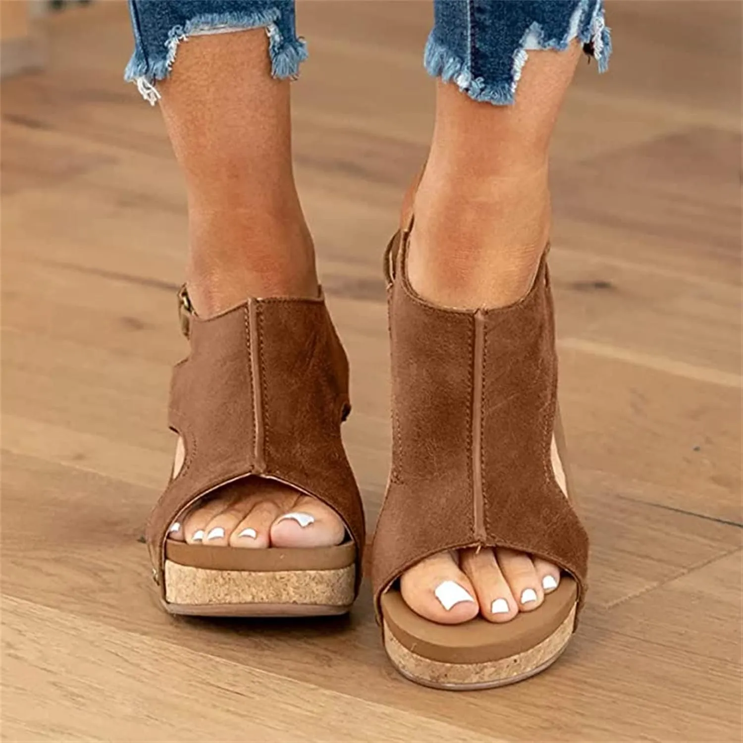 Ladmiple Sandals for Women Dressy Summer,Women's 2023 Espadrilles Wedge Platform Sandals Ankle Buckle Open Toe Sandals