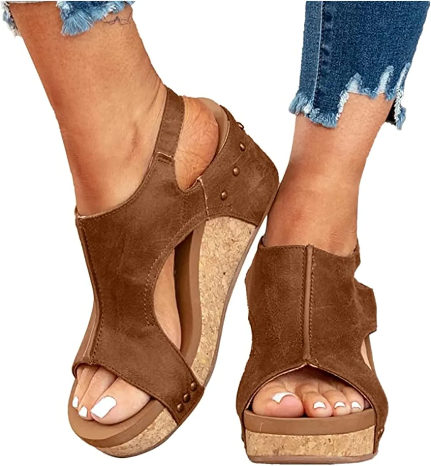 Ladmiple Sandals for Women Dressy Summer,Women's 2023 Espadrilles Wedge Platform Sandals Ankle Buckle Open Toe Sandals