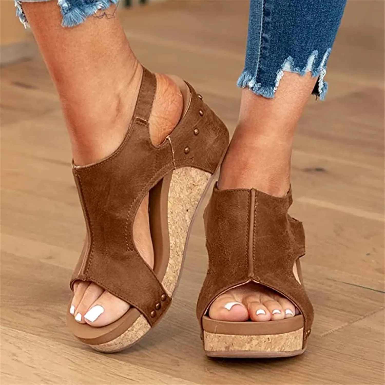 Ladmiple Sandals for Women Dressy Summer,Women's 2023 Espadrilles Wedge Platform Sandals Ankle Buckle Open Toe Sandals