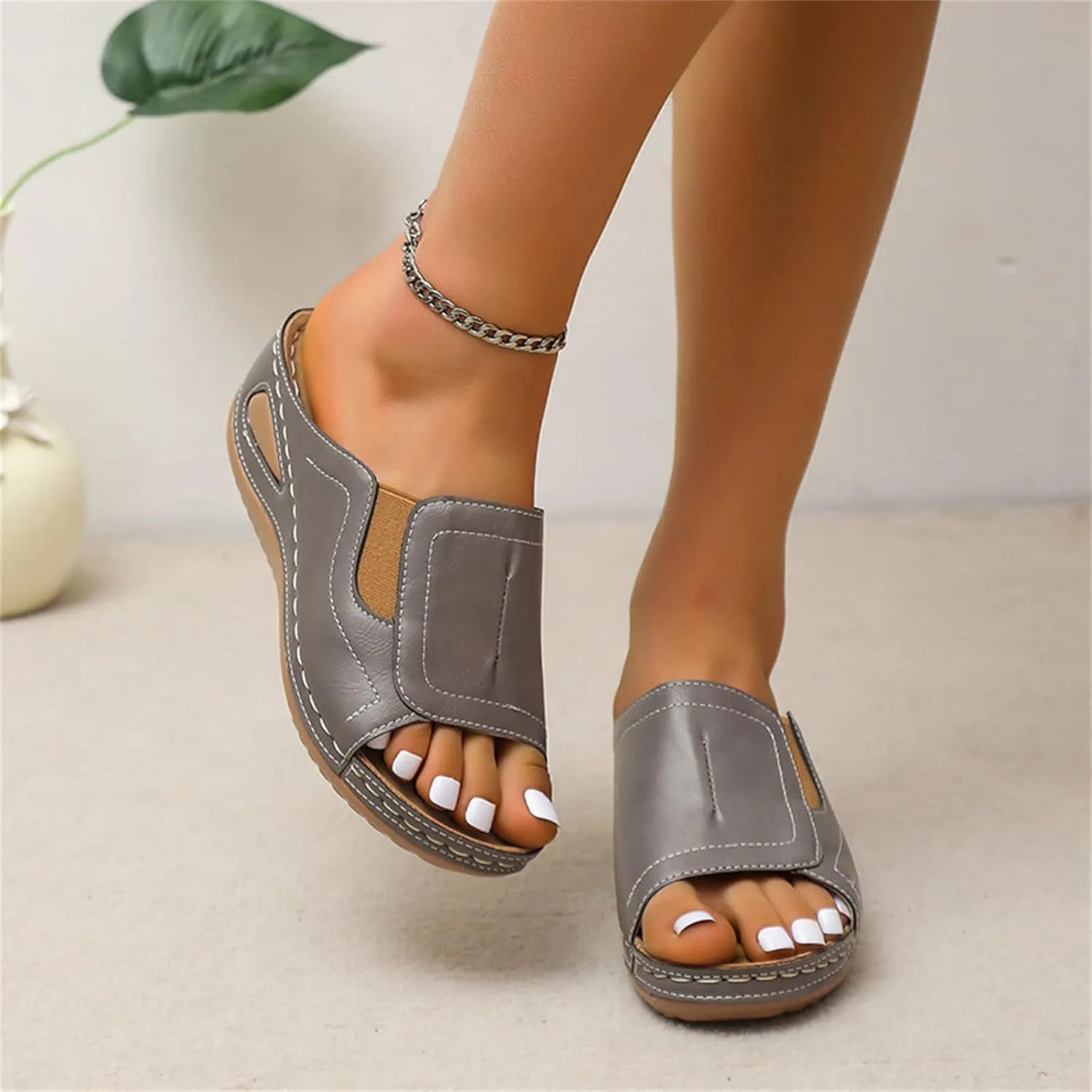 Ladmiple Sandals Women Comfortable Walking Dressy Casual Summer Orthotic Flip Flops Orthopedic Slides With Arch Support