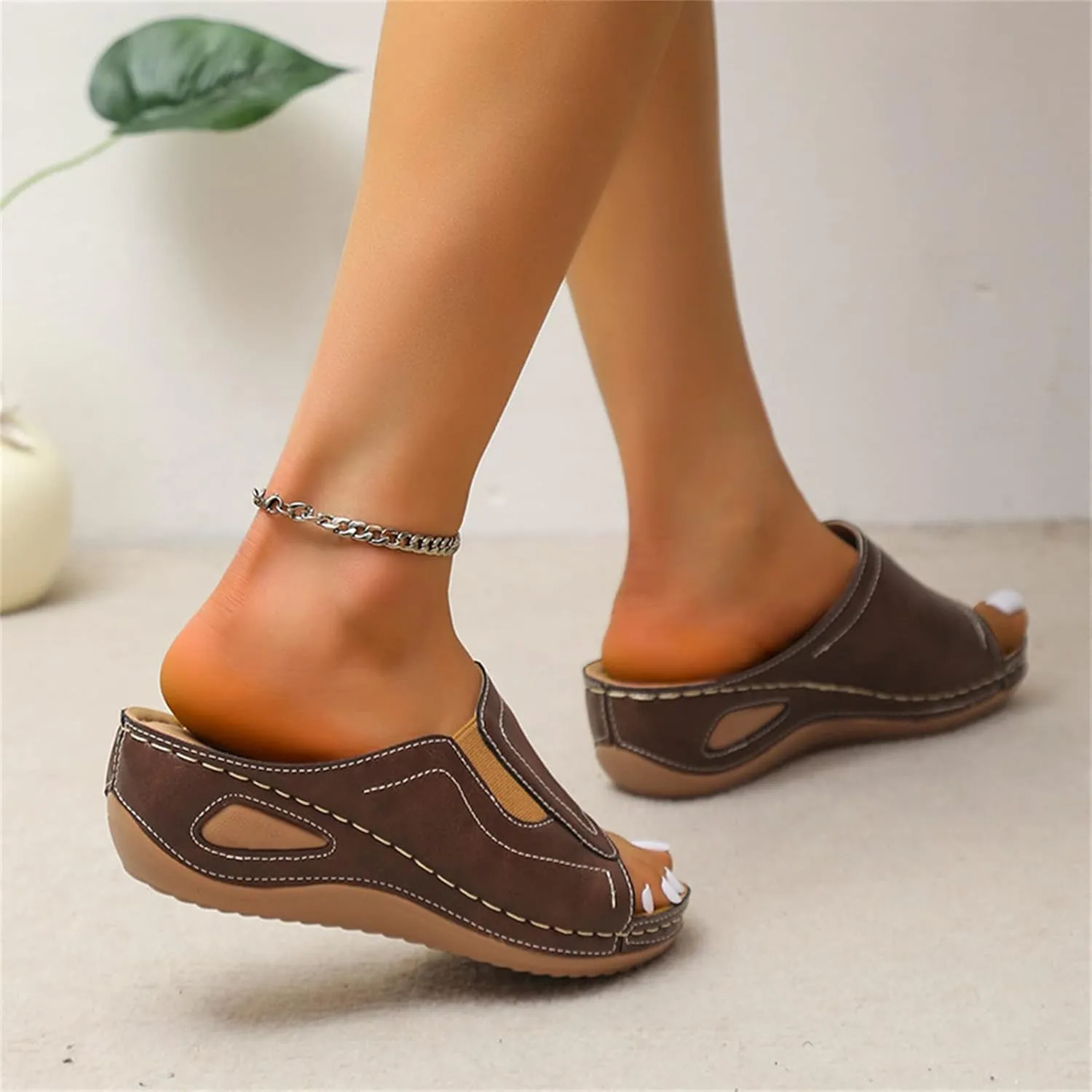Ladmiple Sandals Women Comfortable Walking Dressy Casual Summer Orthotic Flip Flops Orthopedic Slides With Arch Support