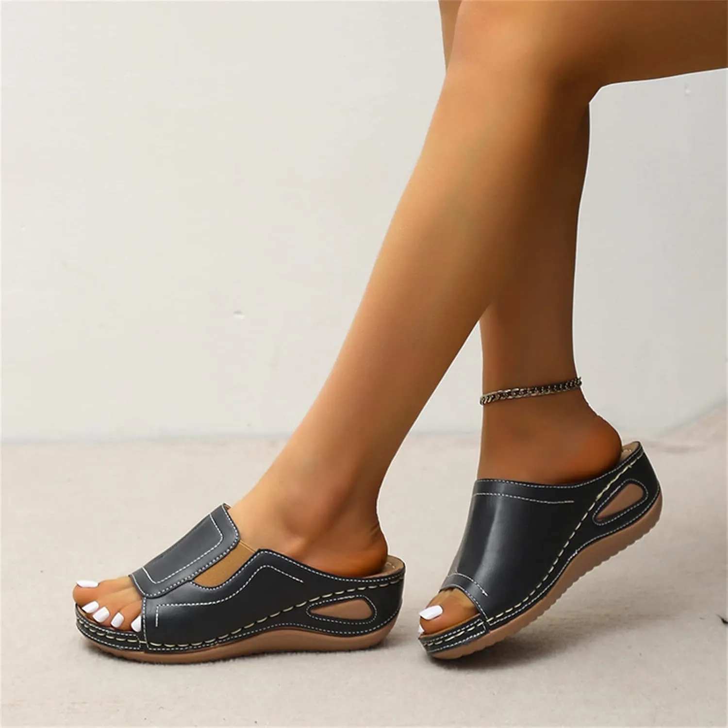 Ladmiple Sandals Women Comfortable Walking Dressy Casual Summer Orthotic Flip Flops Orthopedic Slides With Arch Support