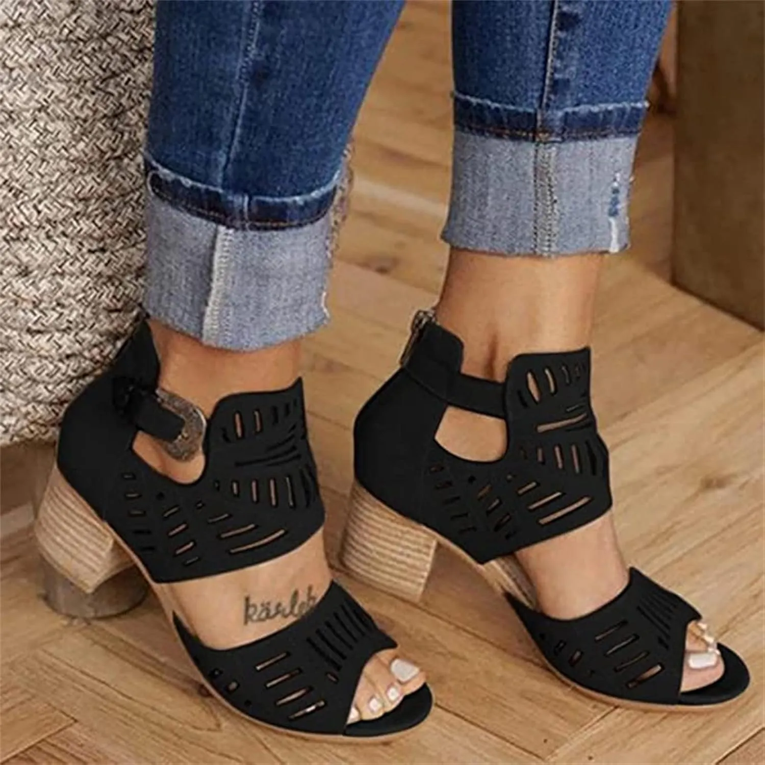 Ladmiple Sandals Women,Womens 2023 Casual Summer Open Toe Platform Sandals High Heel Wedge Slippers Ankle Buckle Shoes
