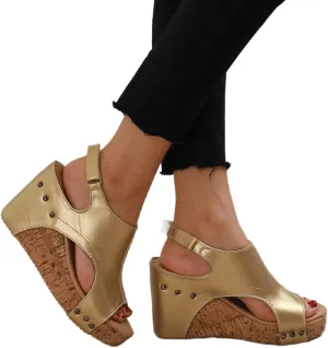 Ladmiple Summer Sandals for Women 2023 Comfy Platform Ankle Strap Slip On Wedge Sandal Open Toe Dressy High Heel Wedges