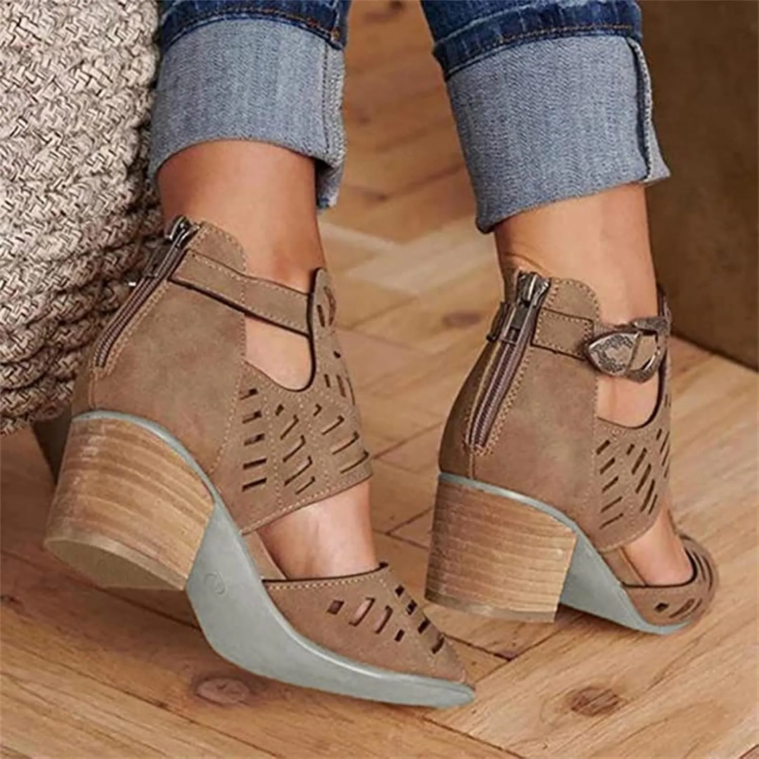 Ladmiple Summer Sandals for Women 2023 Comfy Platform Cutout Wedge Sandal Open Toe Ankle Strap High Heeled Wedges Shoes