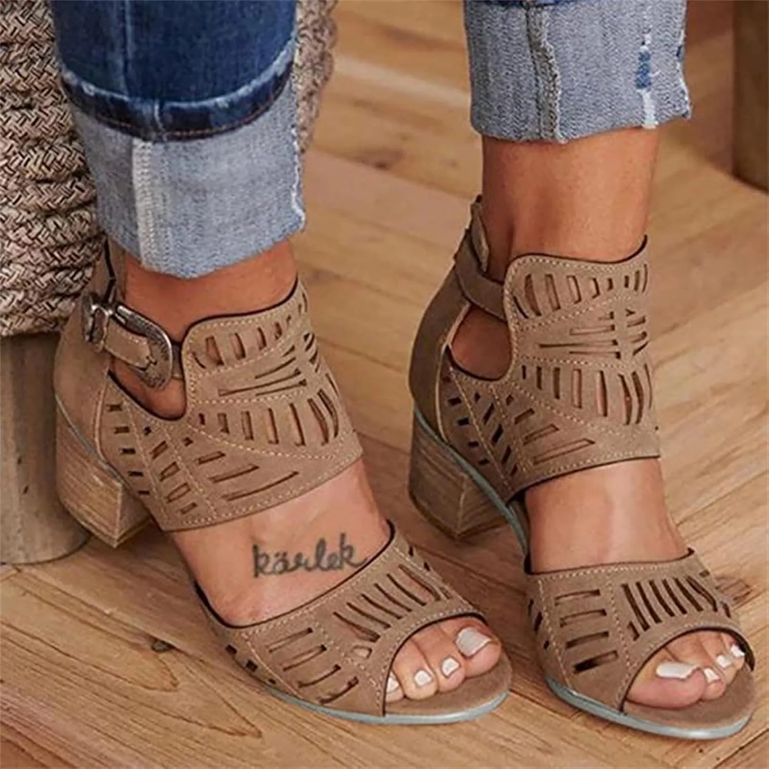 Ladmiple Summer Sandals for Women 2023 Comfy Platform Cutout Wedge Sandal Open Toe Ankle Strap High Heeled Wedges Shoes