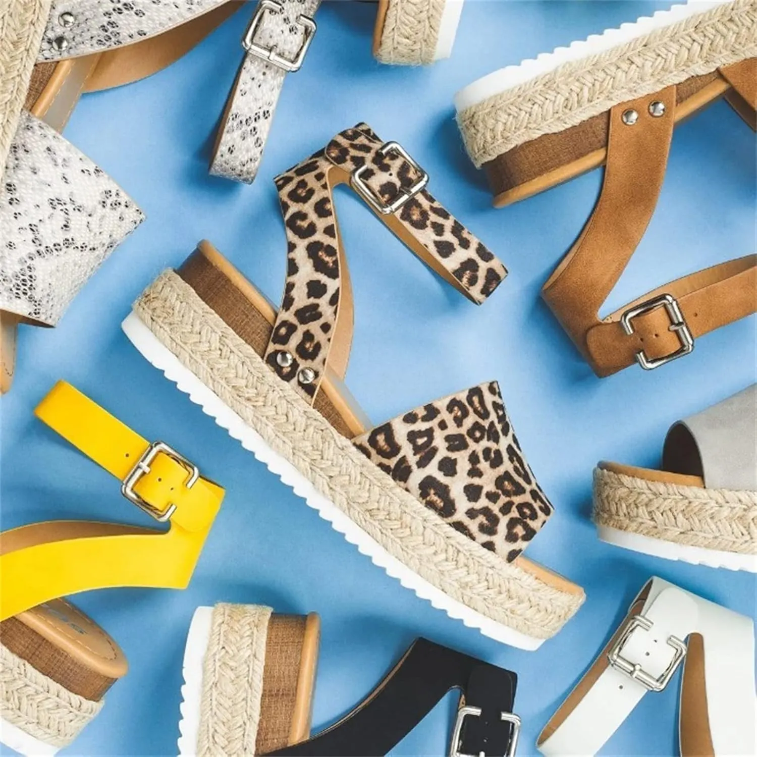 Ladmiple Wedge Sandals for Women Dressy 2023 Comfy Slip On Sandal Summer Casual Beach Shoes Open Toe Espadrille Platform