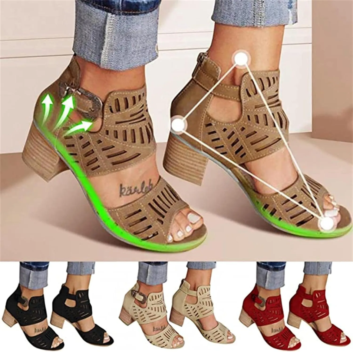 Ladmiple Wedge Sandals for Women Dressy Casual Hollow Out Open Toe High Heel Sandal Slip on Espadrilles Platform Shoes