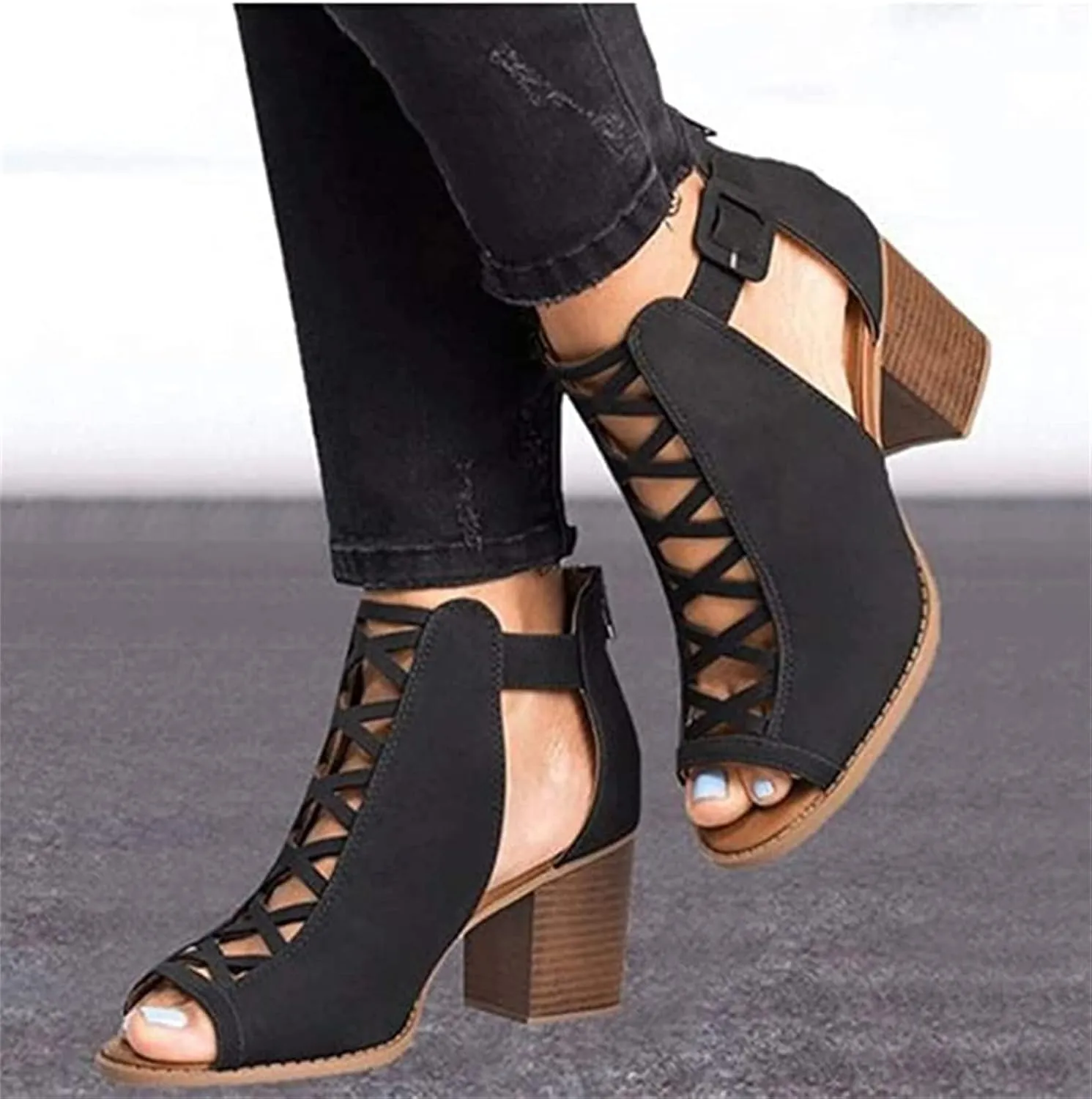 Ladmiple Wedge Sandals for Women Dressy Casual Hollow Out Open Toe High Heel Shoes Slip on Espadrilles Platform Sandal