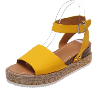 Ladmiple Wedge Sandals for Women Dressy Fashion Slip-On Sandal Summer Casual Beach Shoes Open Toe Espadrilles Platform