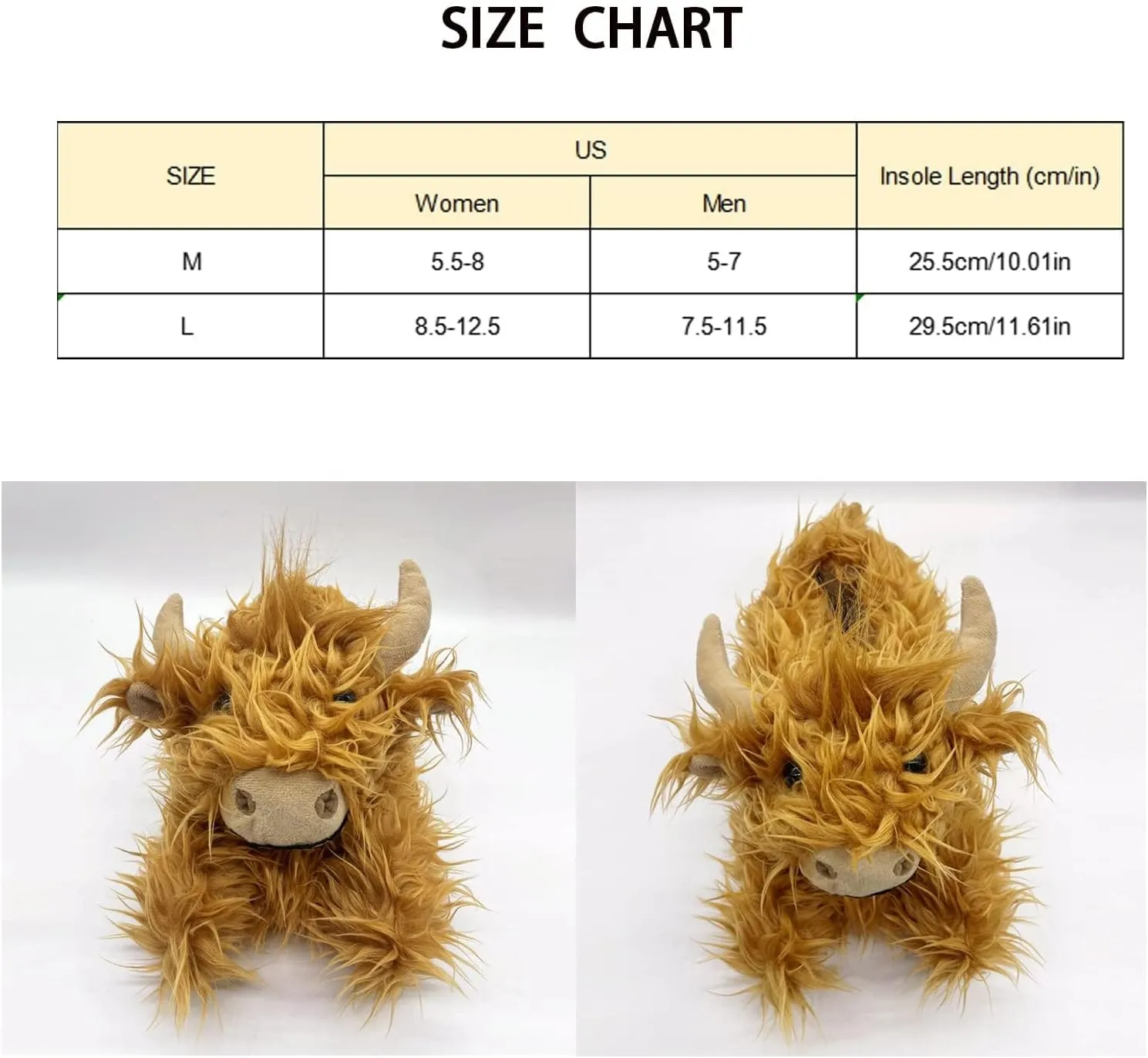 LELEBEAR Highland Cow Slippers, Plush Animal Slippers, Home Indoor Soft Anti-Slip Cute Slippers for Women and Men