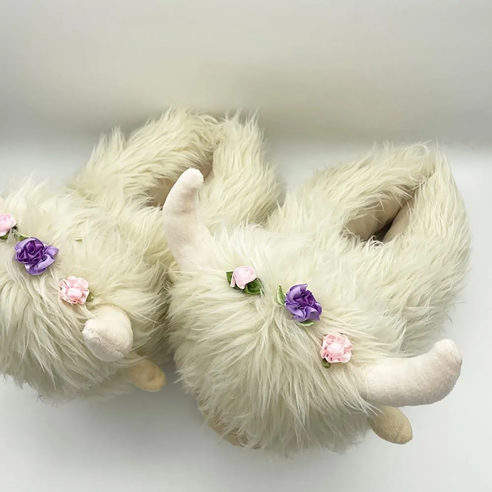 LELEBEAR Highland Cow Slippers, Plush Animal Slippers, Home Indoor Soft Anti-Slip Cute Slippers for Women and Men