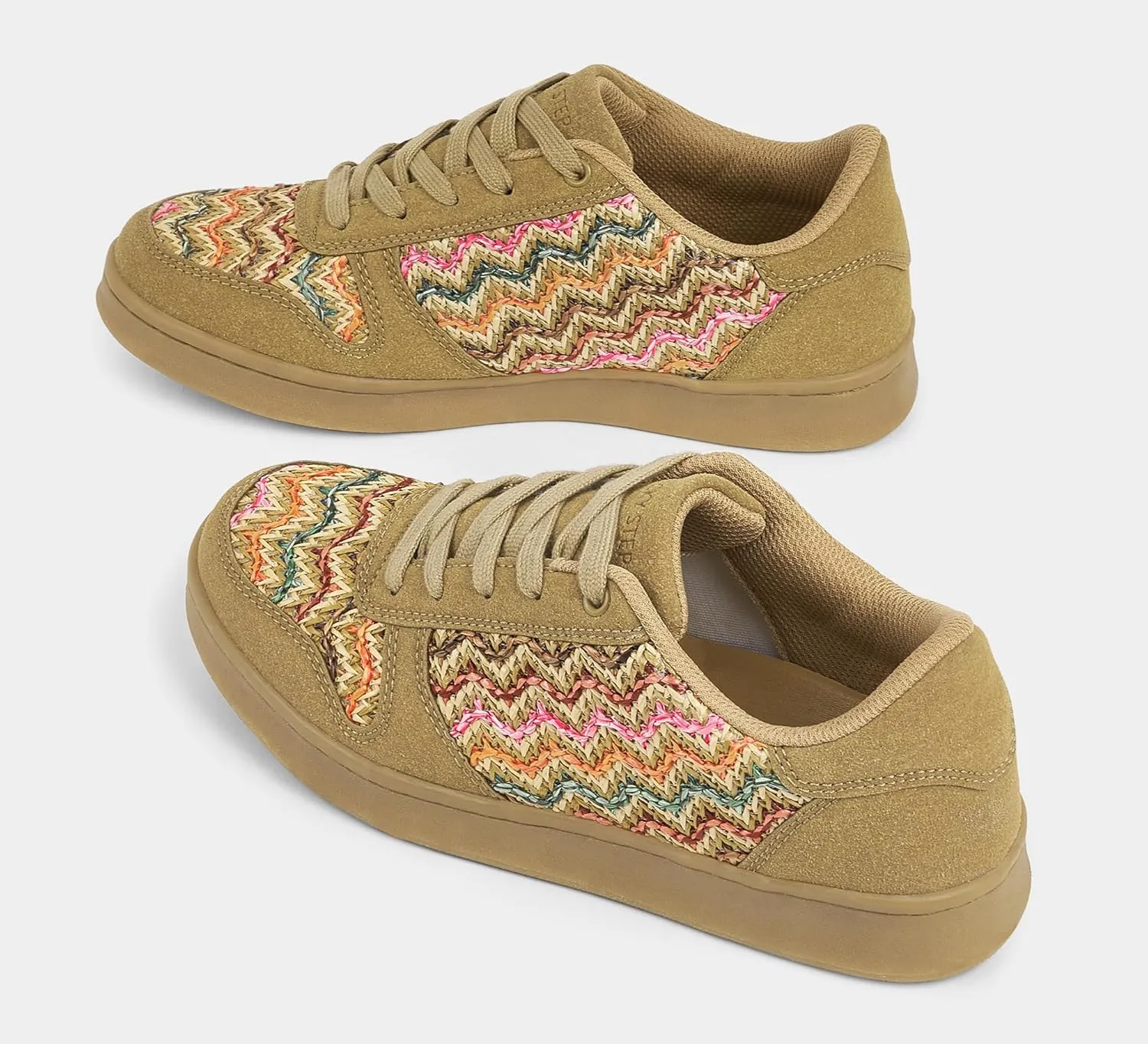 LUCKY STEP Retro Trainers Women Fashion Sneakers Braided Classic Raffia Casual Anti-Slip Tennis Woven Walking Shoes
